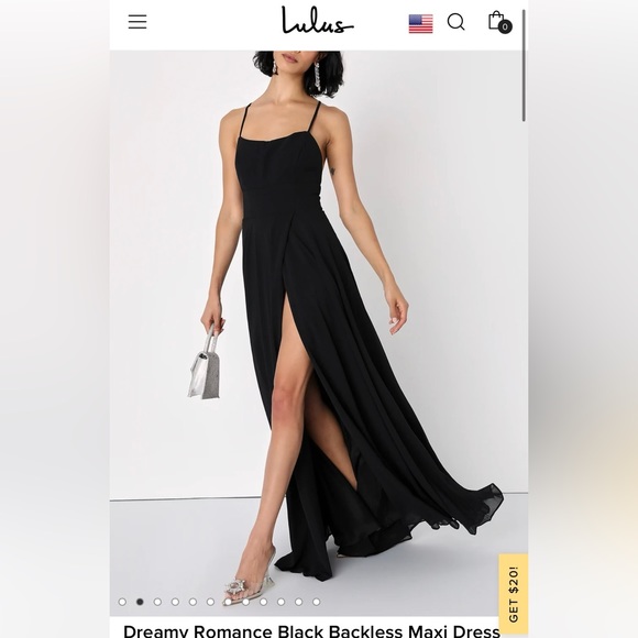 Lulus. Dreamy Romance backless black maxi - Picture 1 of 2